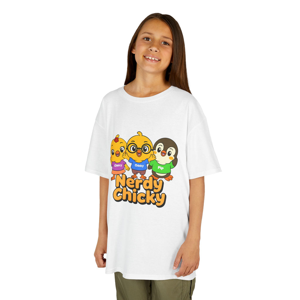 Nerdy Chicky Kids T-Shirt – Chicky, Cherry & Pip Character Graphic Tee