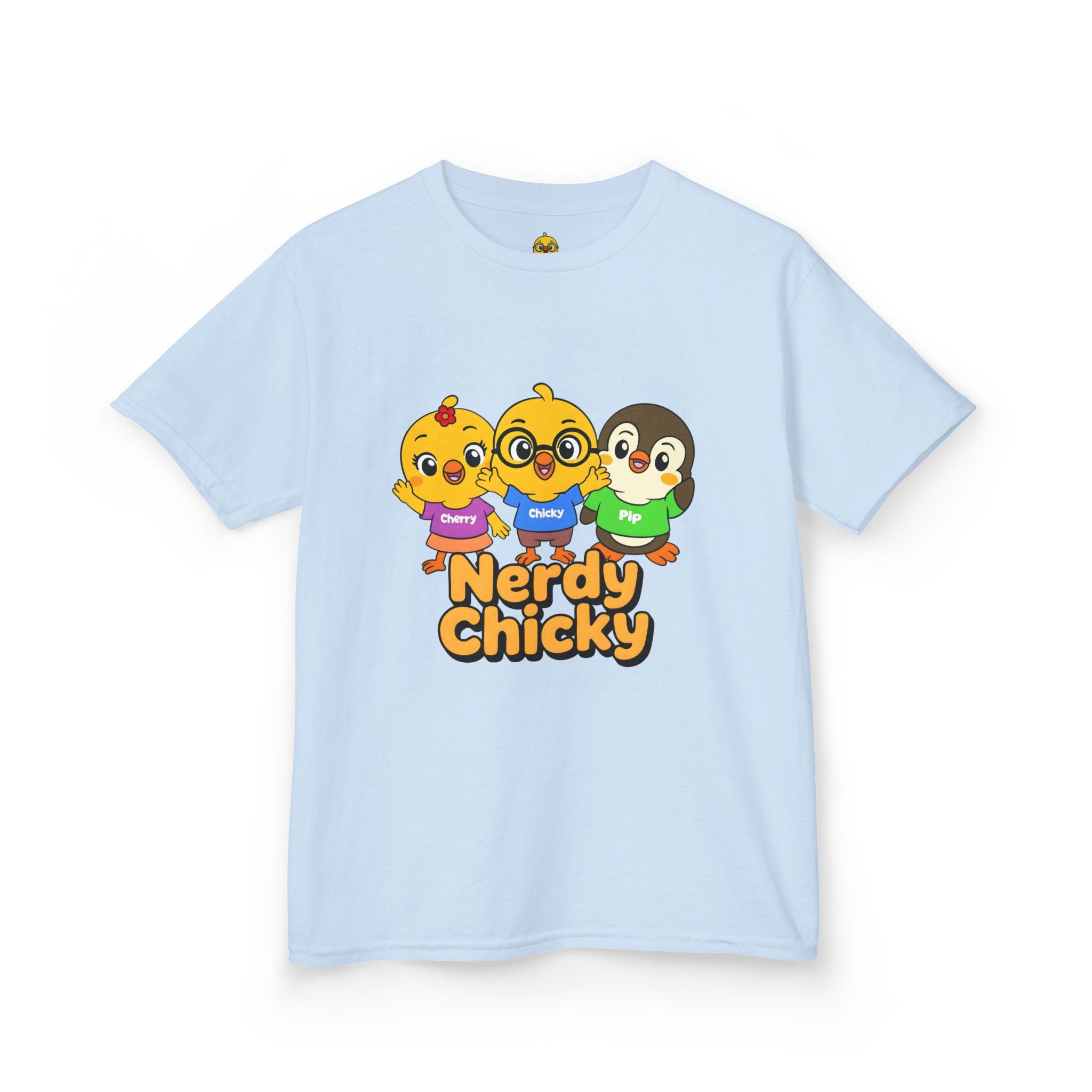 Nerdy Chicky Kids T-Shirt – Chicky, Cherry & Pip Character Graphic Tee