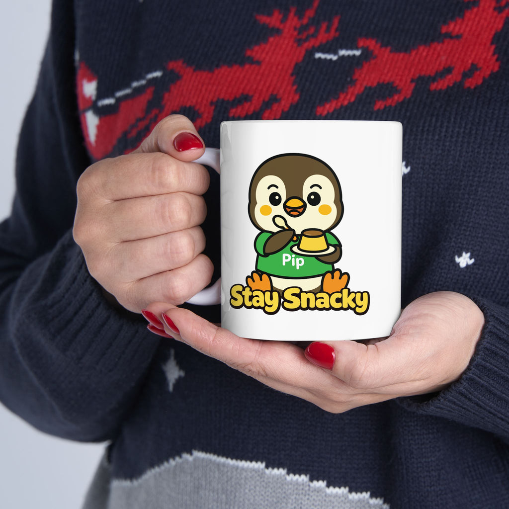 Stay Snacky Pip Penguin Mug | Cute Pudding Lover Coffee Cup | Nerdy Chicky