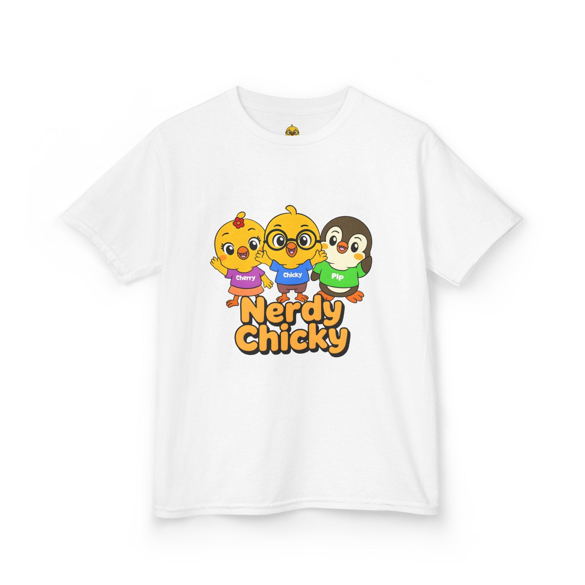 Nerdy Chicky Kids T-Shirt – Chicky, Cherry & Pip Character Graphic Tee