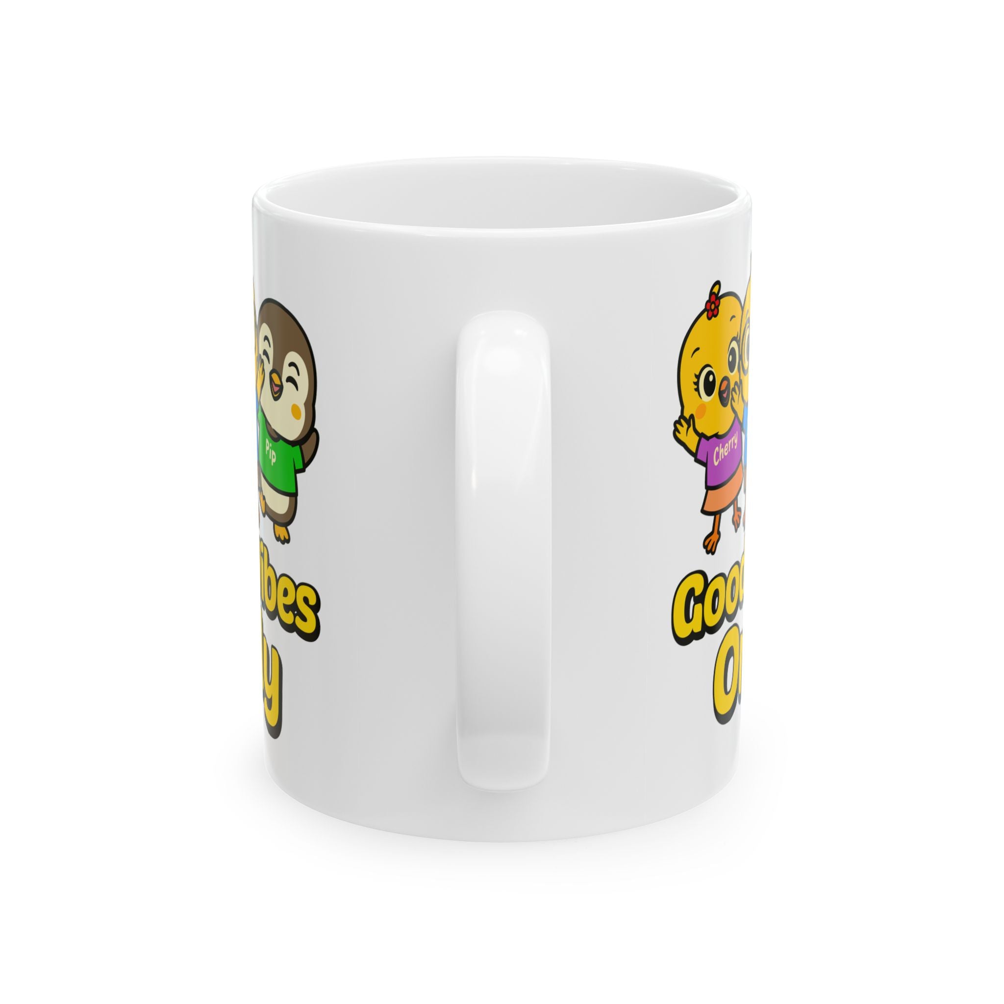 Good Vibes Only Cute Cartoon Mug | Chicky Cherry Pip | Fun Kids Mug