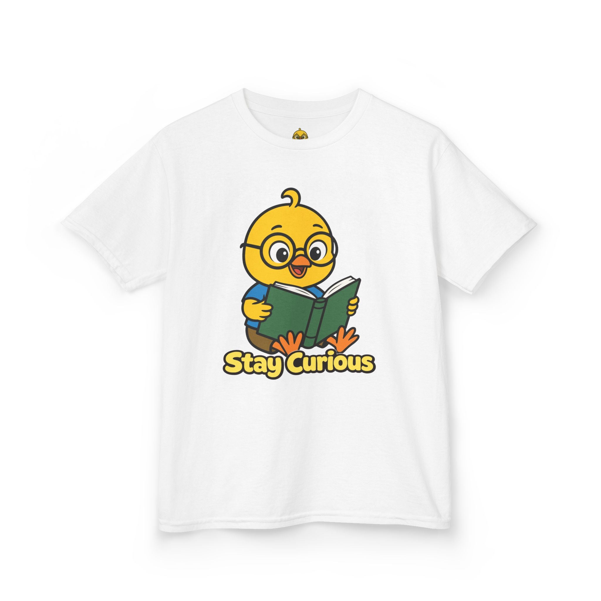 Stay Curious Kids T-Shirt – Nerdy Chicky Reading Book Graphic Tee