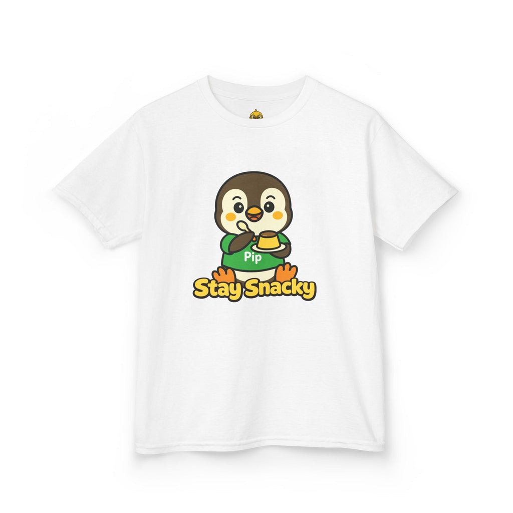 Stay Snacky Kids T-Shirt – Pip Penguin Pudding Cute Character Graphic Tee
