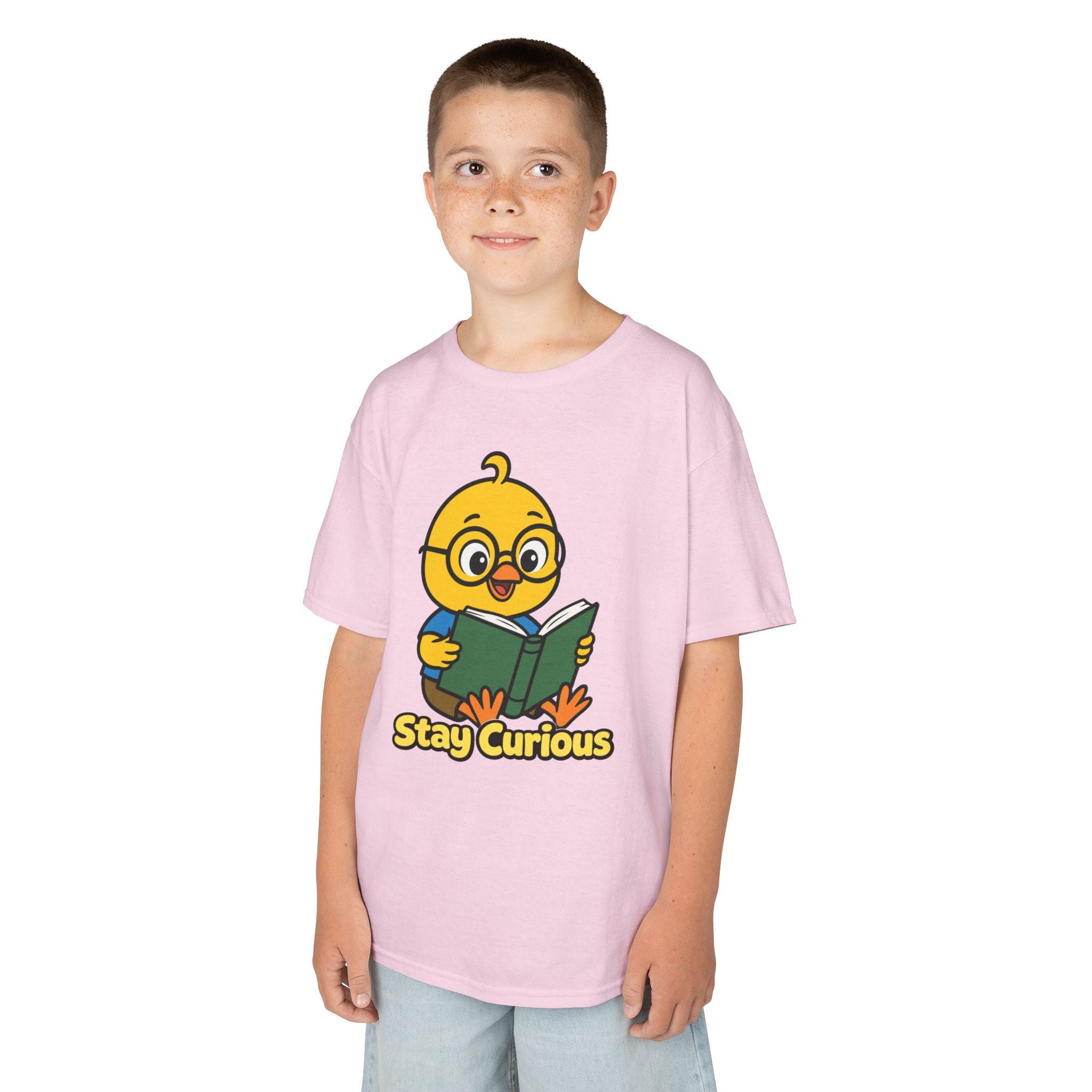 Stay Curious Kids T-Shirt – Nerdy Chicky Reading Book Graphic Tee