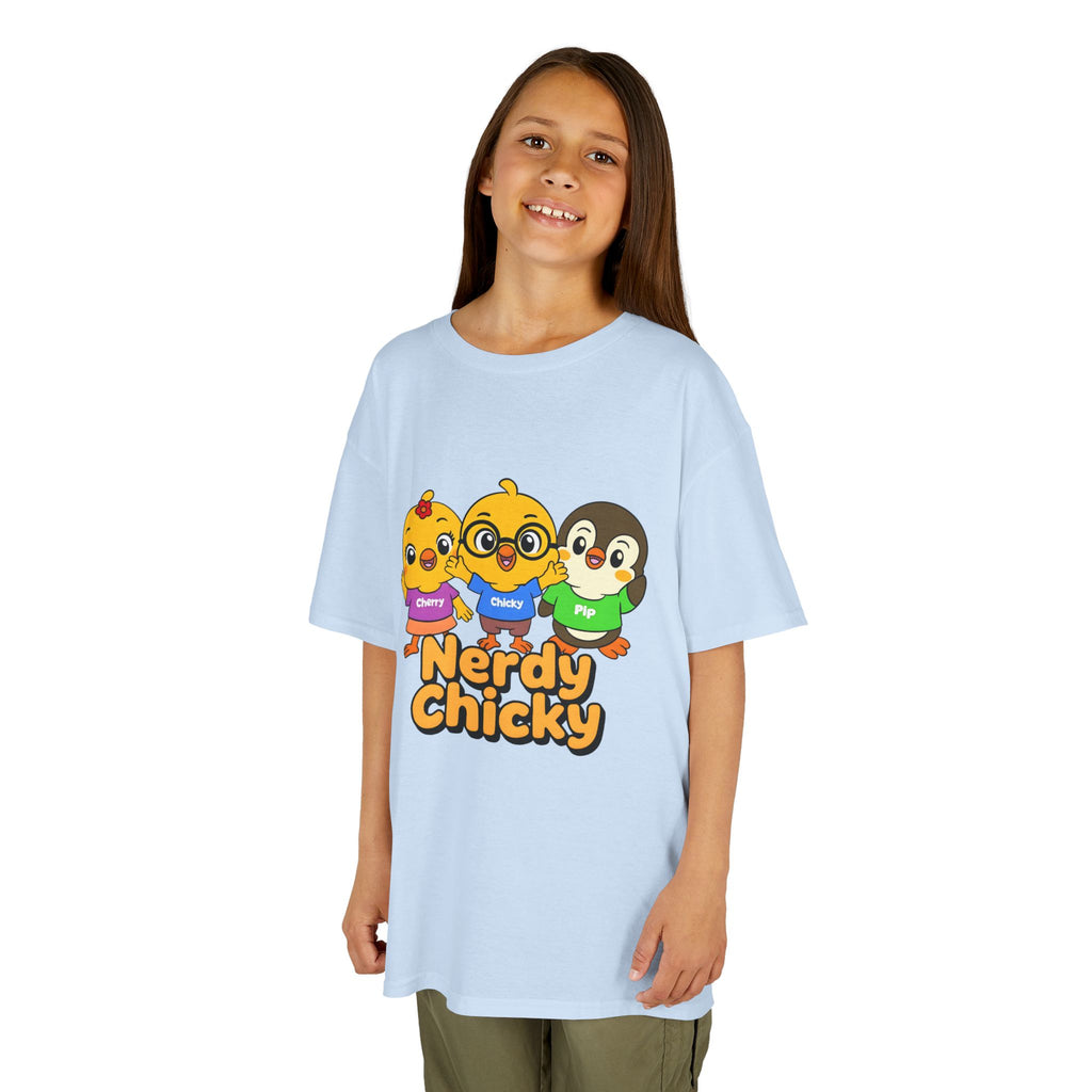 Nerdy Chicky Kids T-Shirt – Chicky, Cherry & Pip Character Graphic Tee
