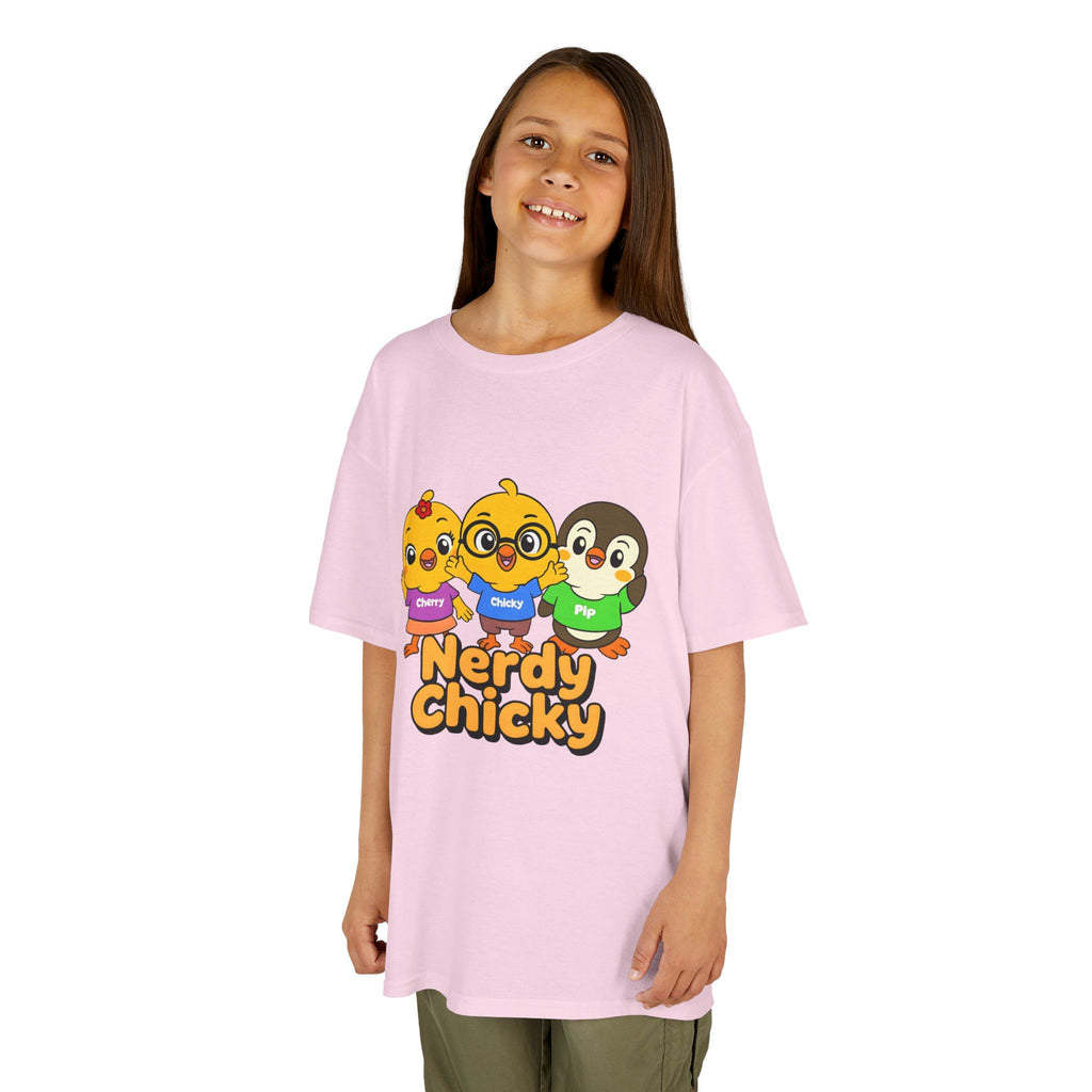 Nerdy Chicky Kids T-Shirt – Chicky, Cherry & Pip Character Graphic Tee