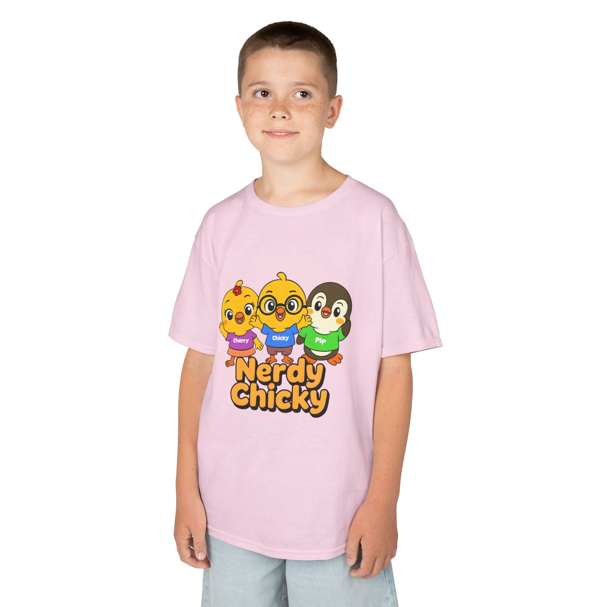 Nerdy Chicky Kids T-Shirt – Chicky, Cherry & Pip Character Graphic Tee