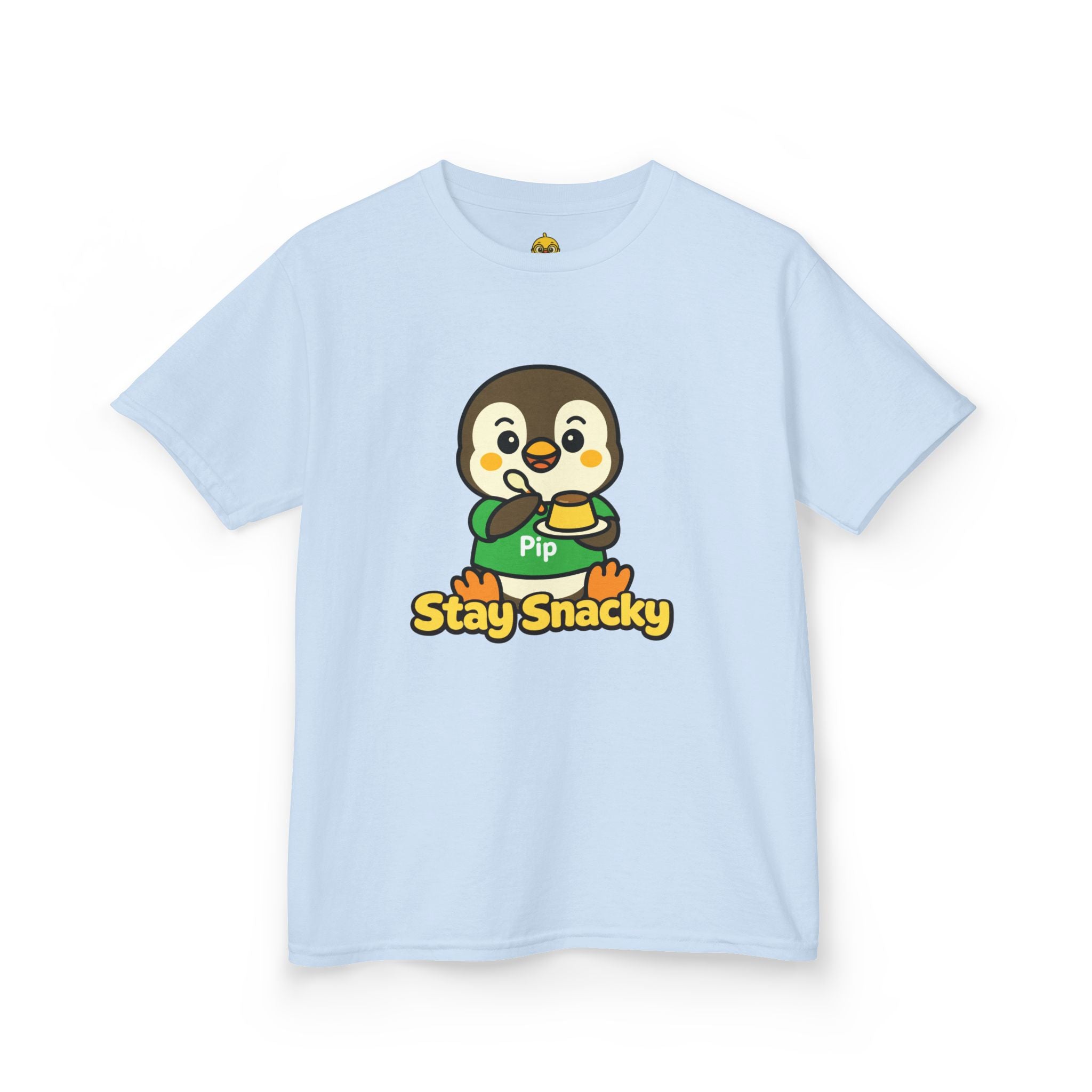 Stay Snacky Kids T-Shirt – Pip Penguin Pudding Cute Character Graphic Tee