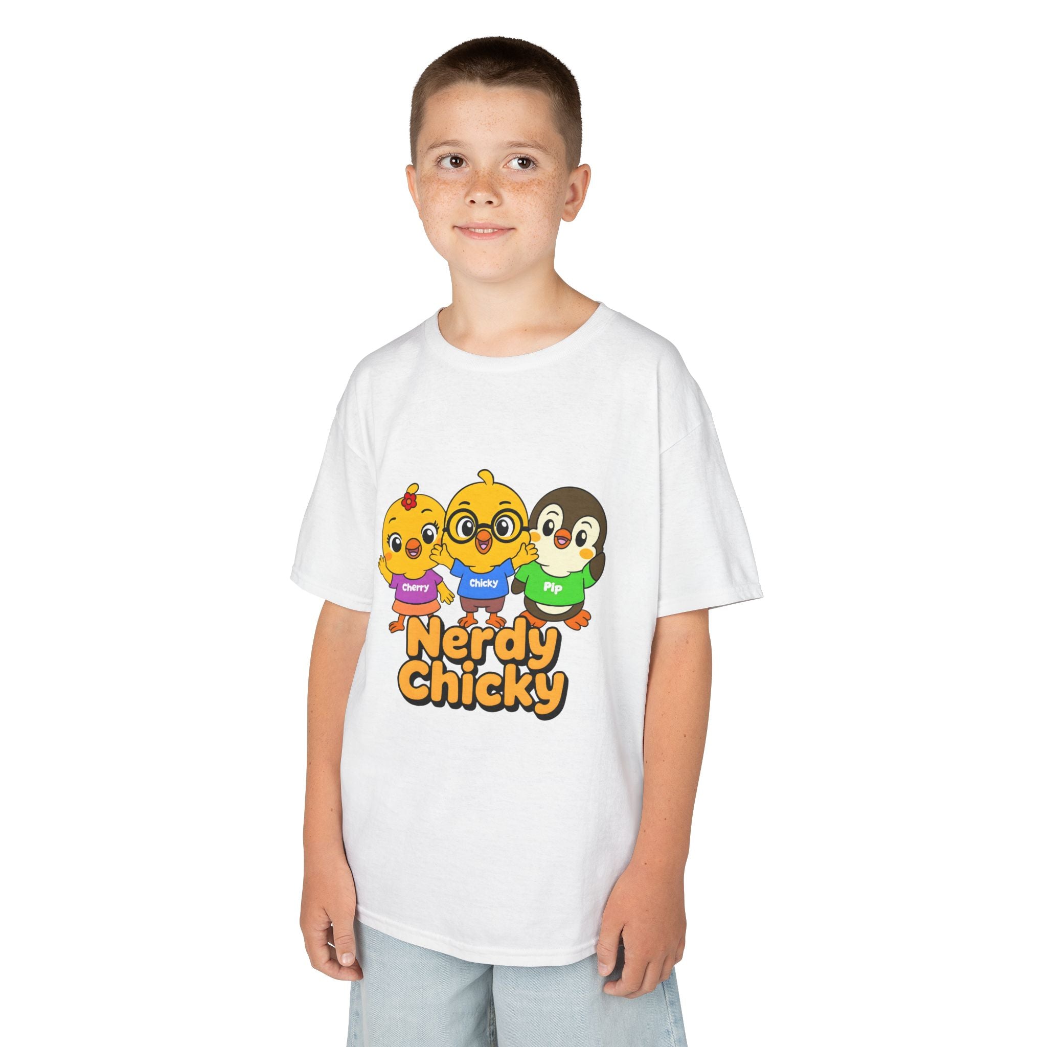 Nerdy Chicky Kids T-Shirt – Chicky, Cherry & Pip Character Graphic Tee