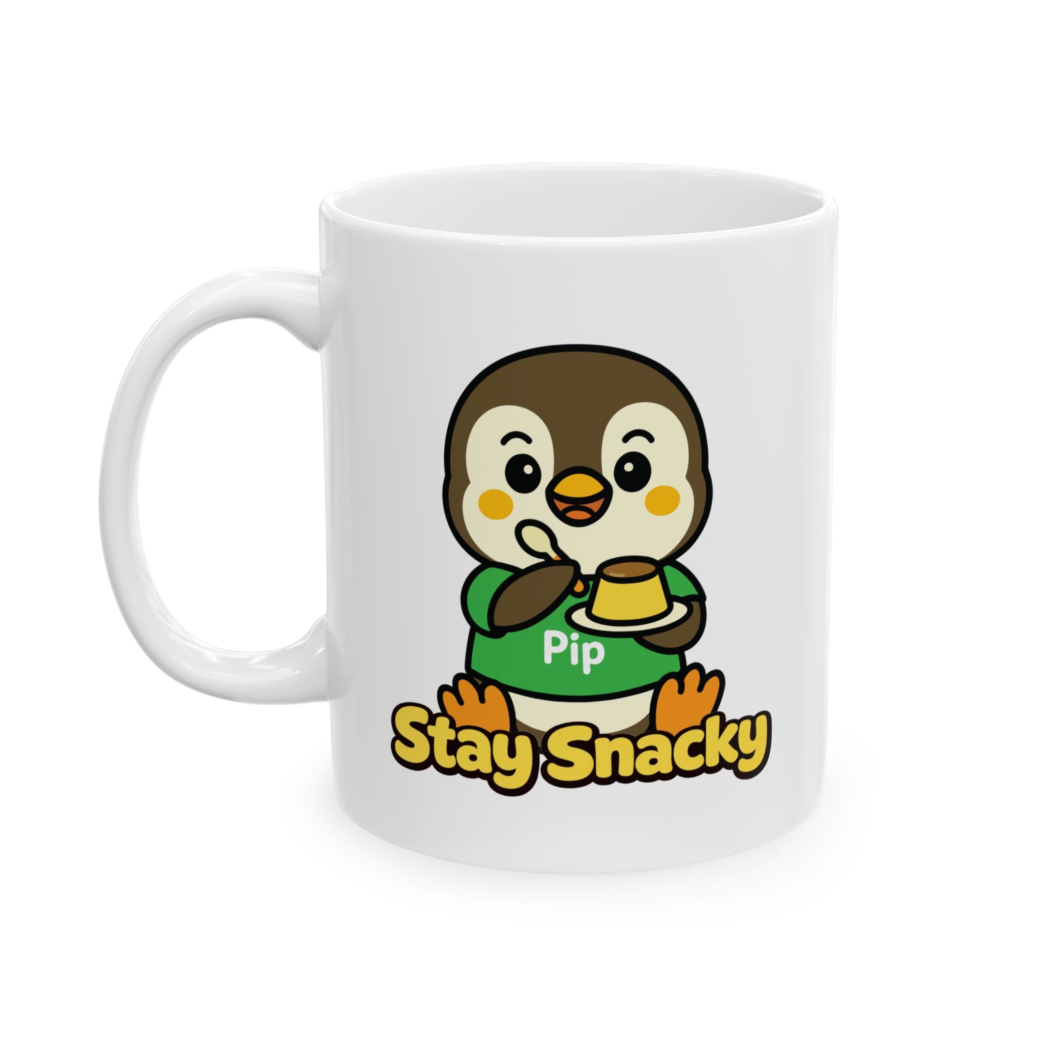 Stay Snacky Pip Penguin Mug | Cute Pudding Lover Coffee Cup | Nerdy Chicky