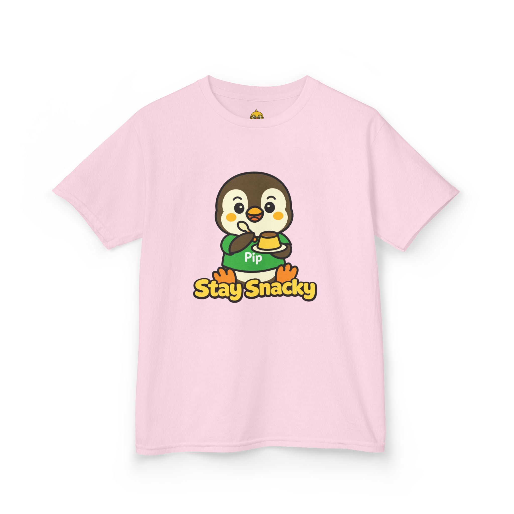 Stay Snacky Kids T-Shirt – Pip Penguin Pudding Cute Character Graphic Tee
