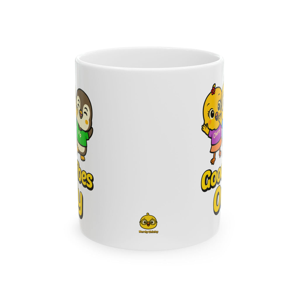 Good Vibes Only Cute Cartoon Mug | Chicky Cherry Pip | Fun Kids Mug