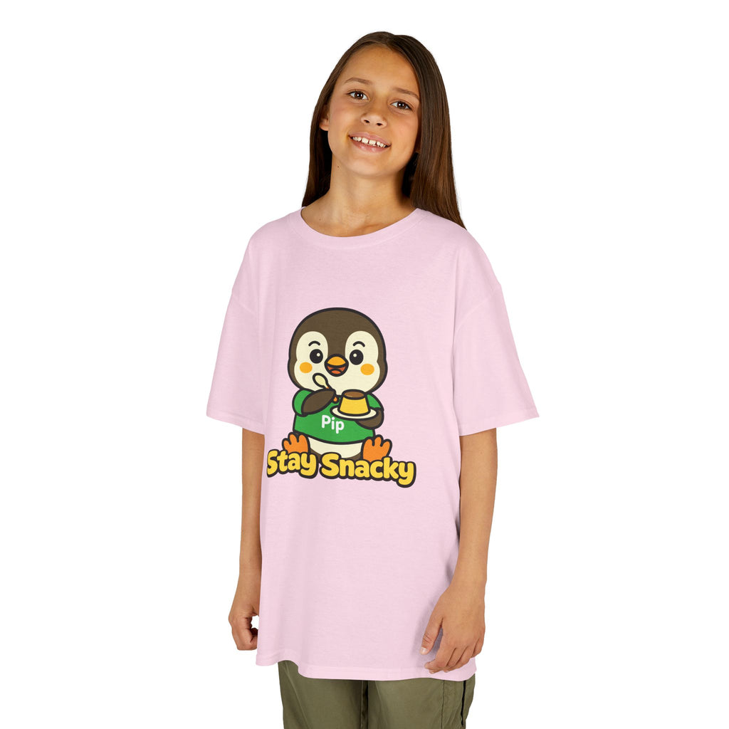 Stay Snacky Kids T-Shirt – Pip Penguin Pudding Cute Character Graphic Tee