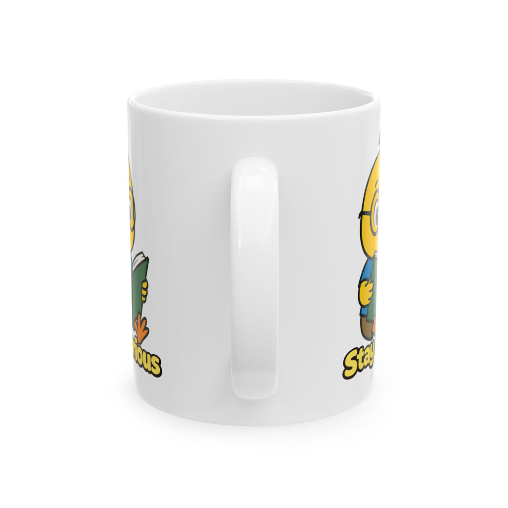 Stay Curious Mug – Nerdy Chicky Reading Book Cute Character Coffee Cup