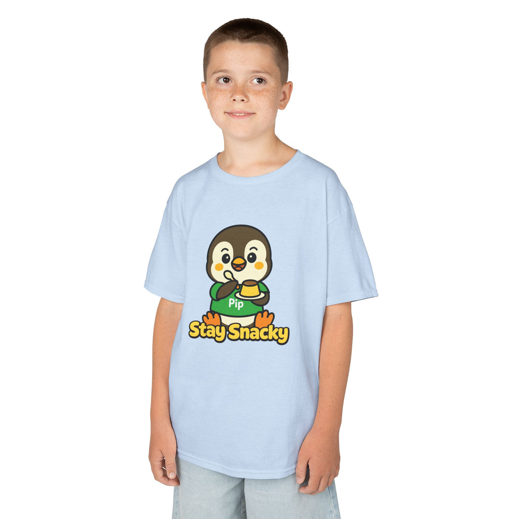 Stay Snacky Kids T-Shirt – Pip Penguin Pudding Cute Character Graphic Tee